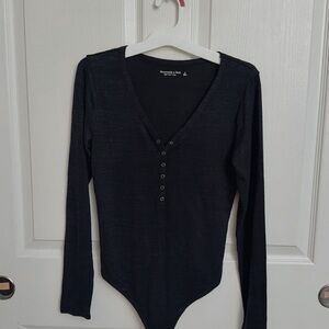 Abercrombie & Fitch Black Long Sleeve Bodysuit